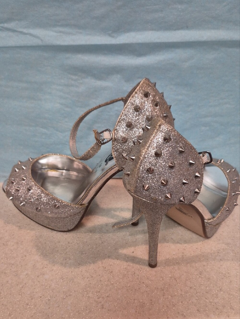 Rue21 Rose Gold Glitter Spike Platform Heels - Picture 6 of 11